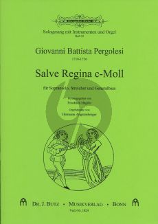 Pergolesi Salve Regina c-moll (Sopran-Streicher-Bc) (Partit./St.) (Hagele)