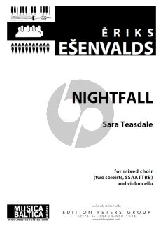 Esenvalds Nightfall for Mixed Choir (two soloists, SSAATTBB) and Violoncello (Score)