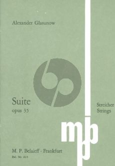 Glazunow Suite C Dur Op.35 (1887/1891) Streichquartett Studienpartitur