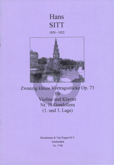 Sitt 20 Kleine Vortragsstucke Op.73 No.18: Gondoliera Violine - Klavier