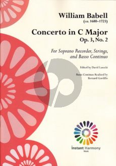 Babell Concerto C-major Op.3 No.2 Descant Recorder- 4 Volins-Bc (Score/Parts) (edited by David Lasocki)