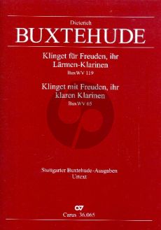 Buxtehude Klinget für Freuden, ihr Lärmen-Klarinen BuxWV 119 / Klinget mit Freuden, ihr klaren Klarinen BuxWV 65 (SSB-2 Tromp.-2 Violinen-Violone-Bc) (Partitur)