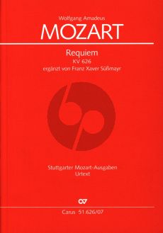 Mozart Requiem KV 626 Soli-Choir-Orchestra Study Score (Süssmayr Version) (edited by Ulrich Leisinger)