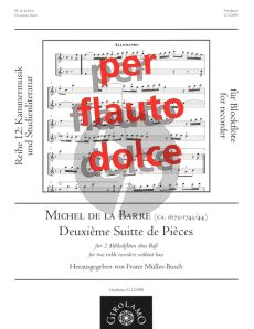Barre Deuxieme Suitte de Pieces fur 2 Altblockfloten (Herausgegeben von Franz Muller-Busch) (Spielpartitur)