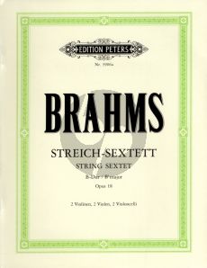 Brahms Sextet B-flat major Op.18 (2 Violins, 2 Violas and 2 Violoncellos Set of Parts (Edited by the Gewandhaus-Quartett) (Peters)