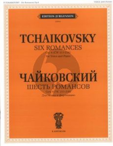 Tchaikovsky 6 Romances Op.60 Voice and Piano (Russian/English) (With transliterated text)
