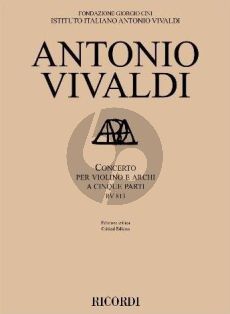 Vivaldi Concerto RV 813 Violin and Strings Score (edited by Federico Maria Sardelli)