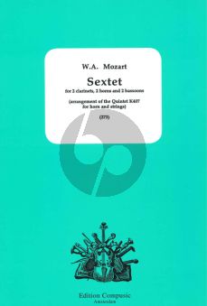 Mozart Sextet after Quintet KV 407 2 Clar.[Bb]- 2 Horns[Eb]- 2 Bns. (Score/Parts) (arr. Joris Nieuwenhuis)
