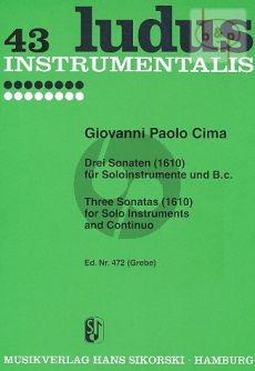 Cima 3 Sonaten (1610) Solo Instrument-Bc (edited by Karl Grebe)