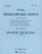 Quilter 5 Shakespeare Songs Op.23 Set 2 Low Voice and Piano