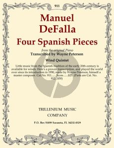 Falla 4 Spanish Pieces for Woodwind Quintet Score (arr. Wayne Peterson)