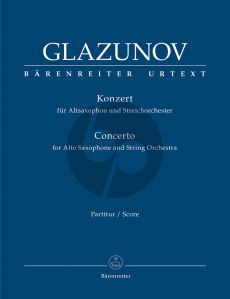 Glazunov Concerto E-flat major Op.109 Alto Sax.-String Orch. (Full Score) (edited by Regina Beck and D.Woodfull-Harris)