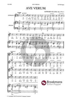 Elgar Ave Verum Op.2 No.1 Soprano-SATB-Organ (Latin / English)
