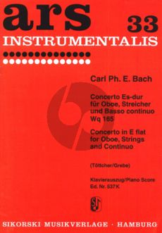 Bach Concerto E-Flat major WQ 165 Oboe-Strings-Bc (piano red.) (Tottger-Grebe)