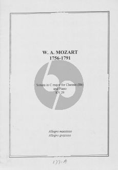 Mozart Sonate C-Major KV 29 for Clarinet in Bb and Piano