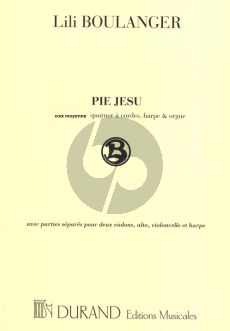 Boulanger Pie Jesu for Medium Voice, Stringquartet, Organ and Harp Set of Parts