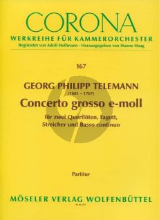 telemann Concerto Grosso e-minor TWV 52:e2 (2 Flutes-Bassoon-String Orchestra-Bc) Full Score