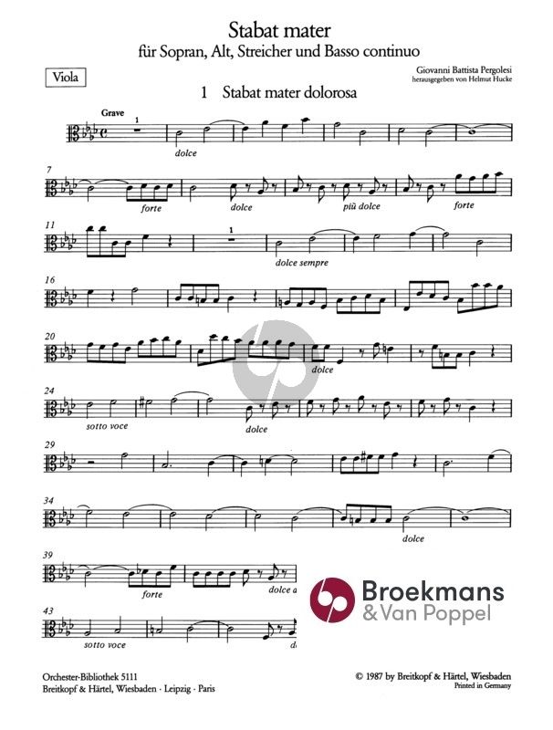strak onvergeeflijk Het beste Stabat Mater (Sopr.-Alto soli-Female Choir-String Orch.) Viola - Giovanni  Battista Pergolesi | Broekmans & Van Poppel