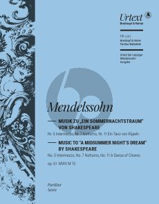 Mendelssohn Musik aus Sommernachtstraum aus Op. 61 MWV M13 No. 5, 7, 11 MWV M13 Op. 61 (Partitur) (herausgegeben von Christian Martin Schmidt)