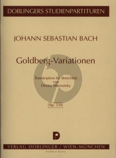 Bach Goldberg Variationen BWV 988 arr. fur Streichtrio Studienpartititur (Arrangiert von Dimitry Sitkovetsky)