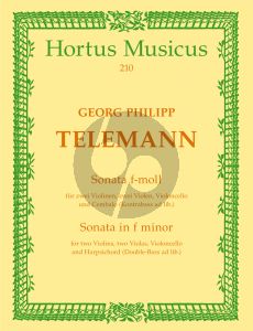 Telemann Sonata f-moll TWV 44:32 2 Violinen-2 Violen-Violoncello-Bc Partitur