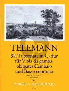 Telemann Triosonate G-major TWV 42:G6 Viola da Gamba- obl.Cembalo-Bc (from Esserzizii Musici) (Score/Parts)