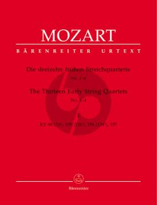 Mozart 13 Fruhe Streichquartette Vol.1 (KV 80 - 155 - 156 - 157) Stimmen (Herausgebers Karl Heinz Füssl / Wolfgang Plath / Wolfgang Rehm) (Barenreiter-Urtext)