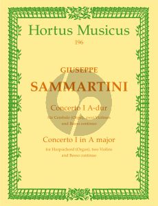 Sammartini Konzert A-dur No.1 Cembalo[Orgel]- 2 Violinen-Bc (Part./Stimmen) (Hedda Illy)