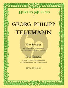 Telemann 4 Sonaten TWV 41:F2 ,B2 ,f1 ,C2 Altblockflöte und Bc (Der Getreue Musikmeister) (Johannes Dietz Degen)