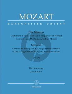 Handel Messias (Messiah) KV 572 Soli-Choir-Orchestra Vocal Score (arrangement by W.A. Mozart) (edited by A.Holschneider)