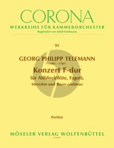 Telemann Konzert F-dur, TWV 52:F1 Alt-Blockflöte und Fagott-Streichorch.-Bc