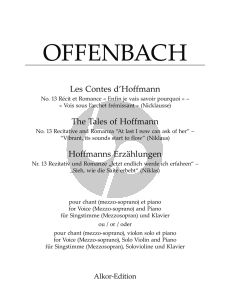 Offenbach Nr. 13 Rezitativ und Romanze "Enfin je vais savoir pourquoi" – "Vois sous l'archet frémissant" (Nicklausse) (Singstimme (Mezzosopran) und Klavier oder für Singstimme (Mezzosopran), Solovioline und Klavier