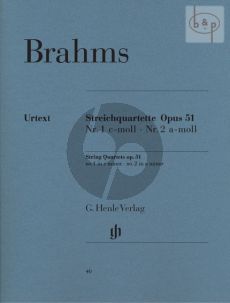 Brahms String Quartets Op. 51 No. 1 - 2 (c-minor/a-minor) 2 Vi.-Va.-Vc. (Parts)