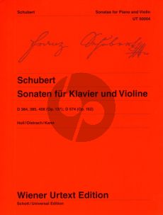 Schubert Sonaten (D 384 , 385 , 408 [Op.137]; D 574 [Op.162]) fur Violine und Klavier (Herausgebers Holl/Oistrach/Kann) (Wiener-Urtext)