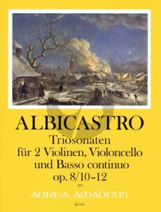 Albicastro 12 Triosonaten Opus 8 Band 4 No. 10 - 12 (2 Violinen-Violoncello und Bc Part./Stimmen) (Harry Joelson)