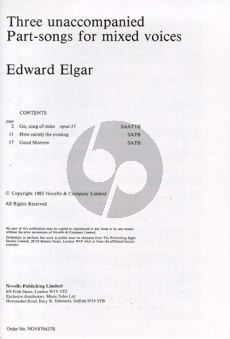 Elgar 3 Unaccompanied Part-songs (SAATTB/SATB)