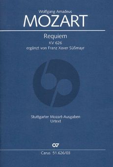 Mozart Requiem KV 626 Soli-Choir-Orch. Vocal Score (Süssmayr)