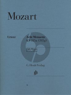 Mozart 8 Menuette KV 315a (315g) fur Klavier (Herausgeber Ullrich Scheideler - Fingersatz Walther Lampe) (Henle-Urtext)