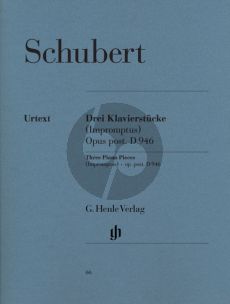 Schubert 3 Klavierstücke D 946 (Impromptus aus dem Nachlass) (Herausgeber Mies - Fingersatz Walther Lampe) (Henle-Urtext)