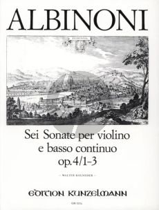 Albinoni 6 Sonaten Op.4 Vol.1 No.1 - 3 fur Violine und Klavier (Herausgeber Walter Kolneder)
