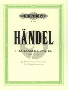 Handel 3 Hallenser Sonaten HWV 374 , 375 , 376 fur Flote [Violine] und Bc (Herausgeber Waldemar Woehl)