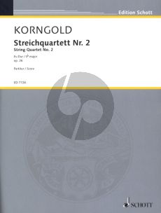 Korngold Streich Quartet No.2 Op.26 E-flat major 2 Violinen, Viola und Violoncello (Partitur)