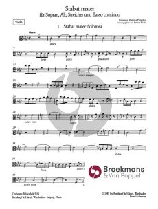 Pergolesi Stabat Mater (Sopr.-Alto soli-Female Choir-String Orch.) Viola (edited by Helmut Hucke) (Breitkopf)