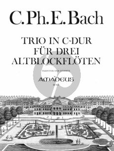 Bach Trio C-dur Wq 146 3 Altblockflöten (Part./Stimmen) (Isa Rühling)