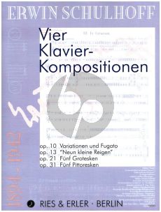 Schulhoff 4 Kompositionen Op.10 - 13 - 21 - 31 Klavier