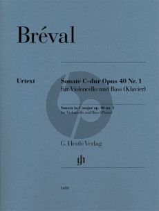 Breval Sonate C-dur op. 40 Nr. 1 für Violoncello und Bass (Klavier) (herausgegeben von Tabea Umbreit)