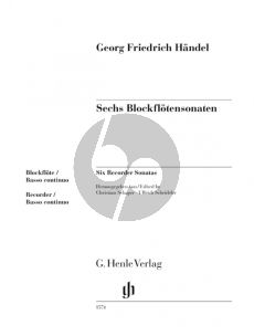 Handel 6 Blockflötensonaten Altblockflöte und Bc (Spielpartitur ohne Generalbassaussetzung) (Christian Schaper)