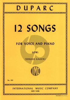 Duparc 12 Songs Low Voice (Sergius Kagen)