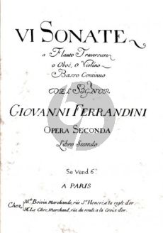 VI Sonate Op. 2 (Flute[Oboe/Violin]-Basso