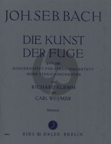 Bach Kunst der Fuge BWV 1080 String Quartet or Stringchorchestra Set of Parts (arr. Richard Klemm & Carl Weymar)